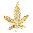 14K Yellow Gold Small Diamond-Cut Marijuana Leaf Pendant