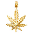 14K Yellow Gold Large Marijuana Leaf Pendant