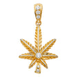 14K Yellow Gold Stone-Accented Marijuana Leaf Pendant