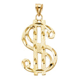 14K Yellow Gold Large Dollar Sign Pendant
