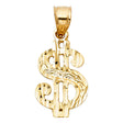 14K Yellow Gold Openwork Dollar Sign Pendant
