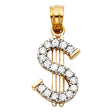 14K Two-Tone Gold Stone-Accented Dollar Sign Pendant