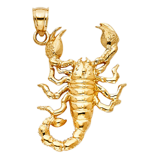 14K Yellow Gold Curved-Tail Scorpion Pendant