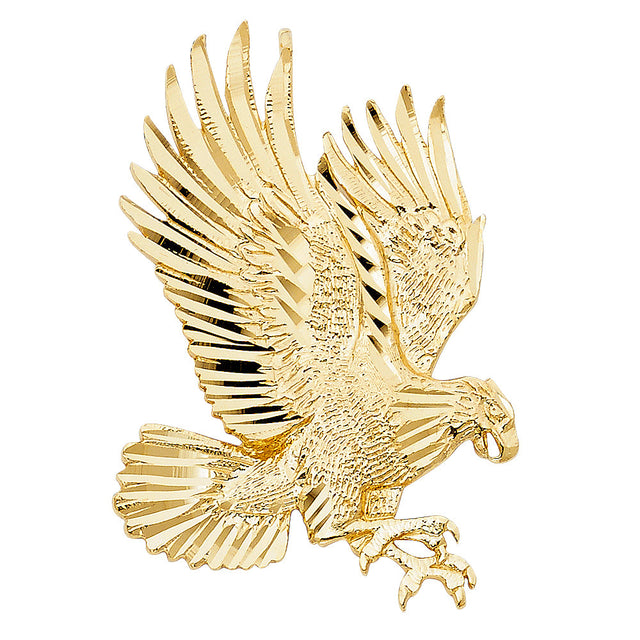 14K Yellow Gold Raised-Wing Eagle Pendant