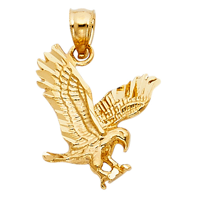 14K Yellow Gold Descending Eagle Pendant