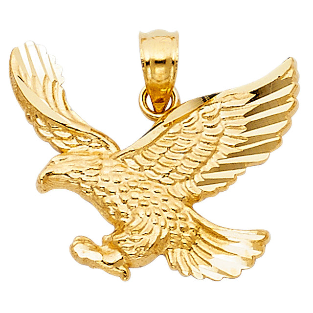 14K Yellow Gold Spread-Wing Eagle Pendant