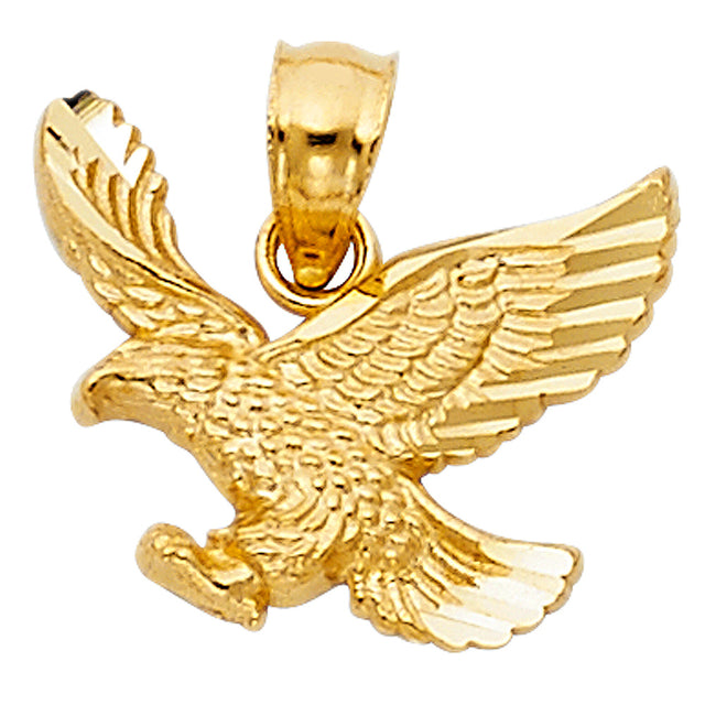 14K Yellow Gold Small Spread-Wing Eagle Pendant