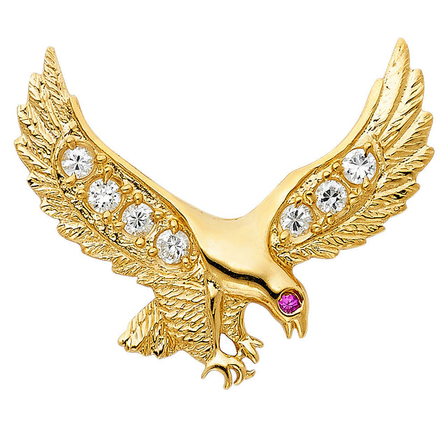 14K Yellow Gold Stone-Accented Eagle Pendant