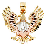 14K Tricolor Gold Bald Eagle Pendant