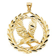 14K Yellow Gold Eagle in Wreath Pendant