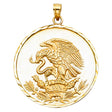 14K Yellow Gold Mexican Coat of Arms Medallion Pendant