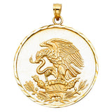 14K Yellow Gold Mexican Coat of Arms Medallion Pendant