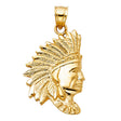 14K Yellow Gold Native American Chief Pendant