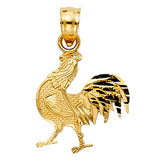 14K Yellow Gold Diamond-Cut Rooster Pendant