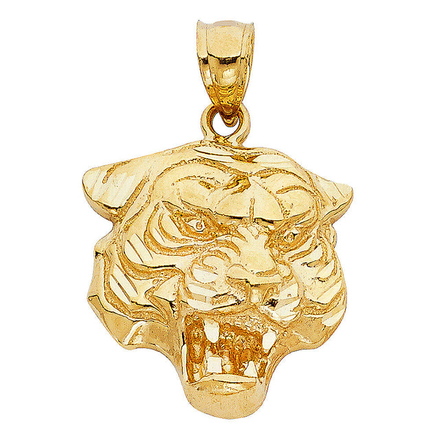 14K Yellow Gold Tiger Head Pendant