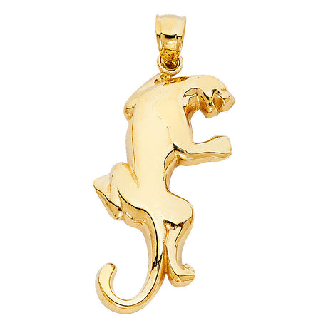 14K Yellow Gold Panther Pendant on White Background