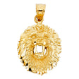 14K Yellow Gold Roaring Lion Head Pendant