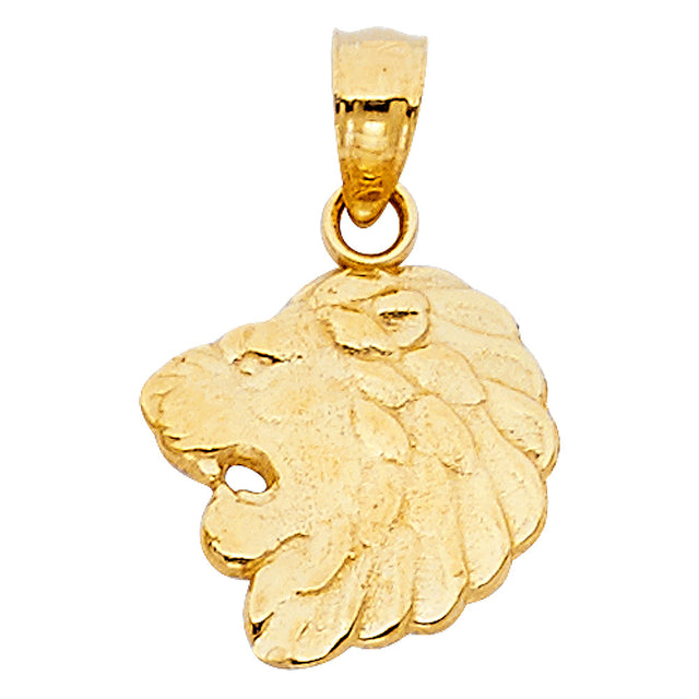 14K Yellow Gold Lion Head Pendant