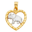14K Two-Tone Gold Elephant Heart Pendant