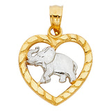 14K Two-Tone Gold Elephant Heart Pendant