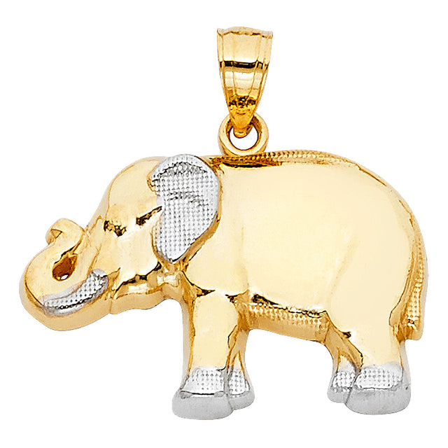 14K Two-Tone Gold Elephant Pendant