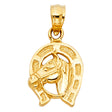 14K Yellow Gold Horse Head Horseshoe Pendant