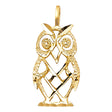14K Yellow Gold Openwork Owl Pendant
