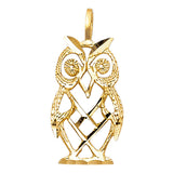 14K Yellow Gold Openwork Owl Pendant