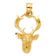 14K Yellow Gold Deer Buck Pendant on White Background