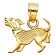 14K Yellow Gold Puppy Pendant on White Background