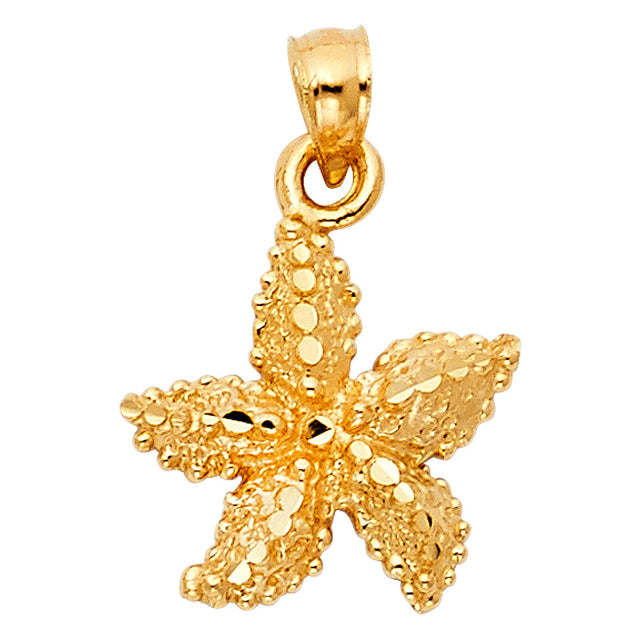 14K Yellow Gold Textured Starfish Pendant