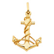 14K Yellow Gold Large Mariner Anchor Pendant