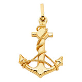 14K Yellow Gold Large Mariner Anchor Pendant
