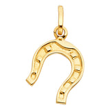 14K Yellow Gold Horseshoe Pendant on White Background