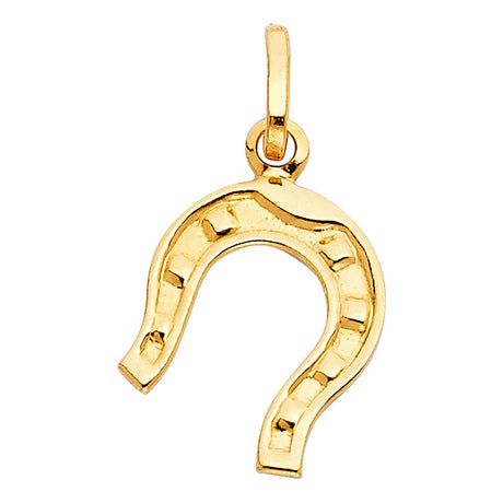 14K Yellow Gold Horseshoe Pendant on White Background