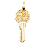 14K Yellow Gold Key Pendant on White Background
