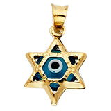14K Yellow Gold Evil Eye Star Pendant
