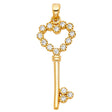 14K Yellow Gold Heart-Bow Key Pendant on White Background