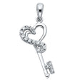 14K White Gold Heart-Infinity Key Pendant on White Background
