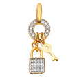 14K Two-Tone Gold Lock and Key Pendant on White Background