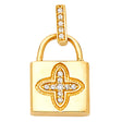 14K Gold Clover Padlock Pendant on White Background
