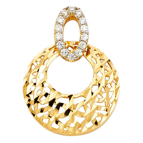 14K Two-Tone Gold CZ Pendant Pendant