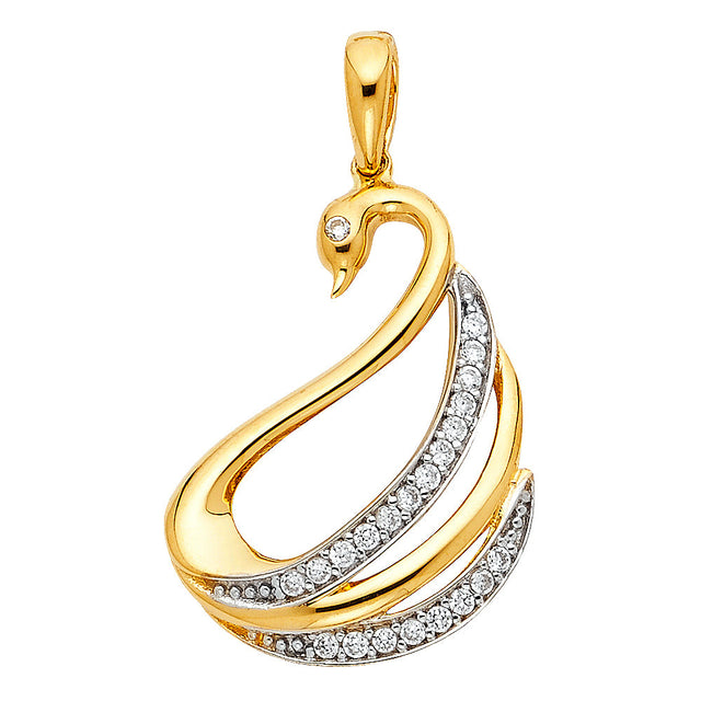 14K Two-Tone Gold Swan Pendant