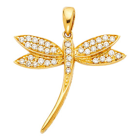 14K Yellow Gold Dragonfly Pendant
