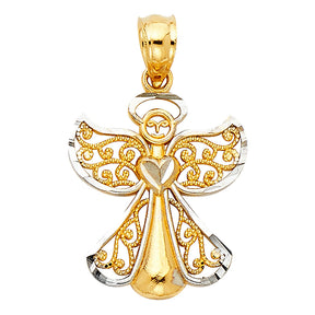 14K Two-Tone Gold Angel Pendant