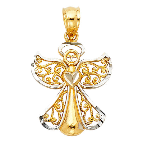 14K Two-Tone Gold Angel Pendant