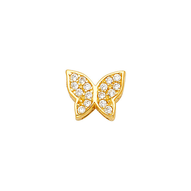14K Gold CZ Butterfly Pendant (Petite)