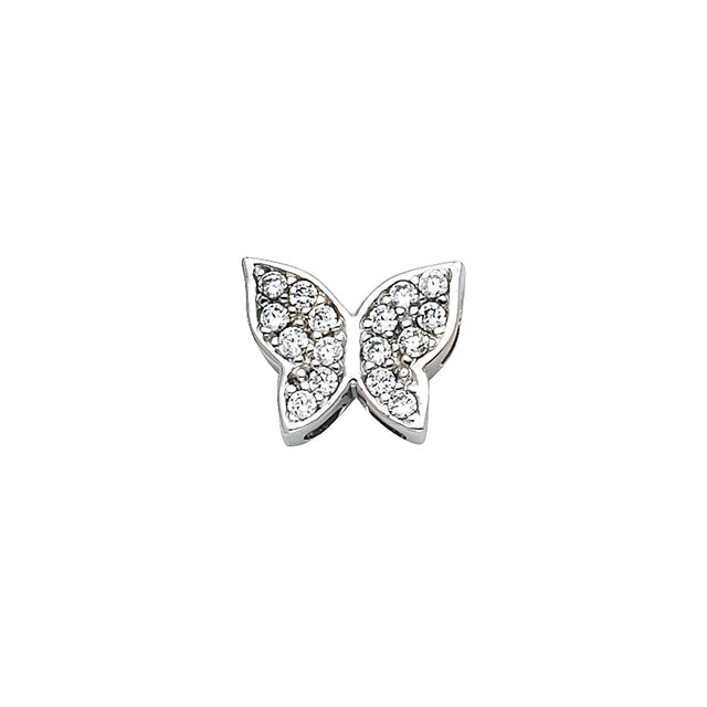 14K Gold CZ Butterfly Pendant (Petite)