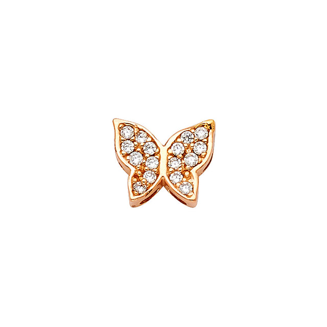 14K Gold CZ Butterfly Pendant (Petite)