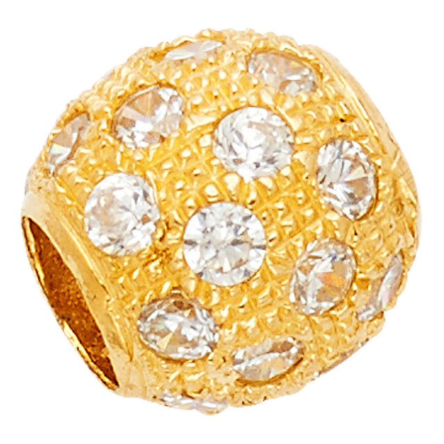 14K Yellow Gold Large Bead Ball Pendant on White Background